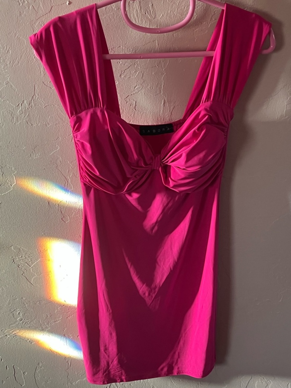 Sabora Fuchsia Twist-Front Mini Dress